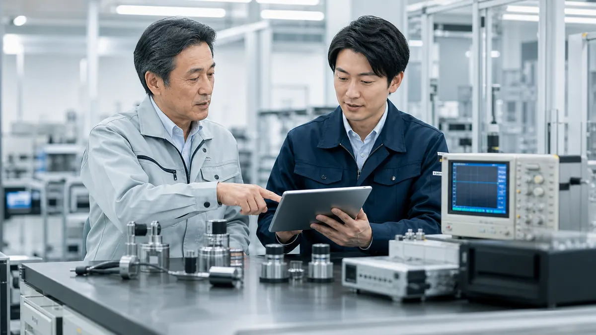 製造現場と事業承継の引き継ぎを確認する工場