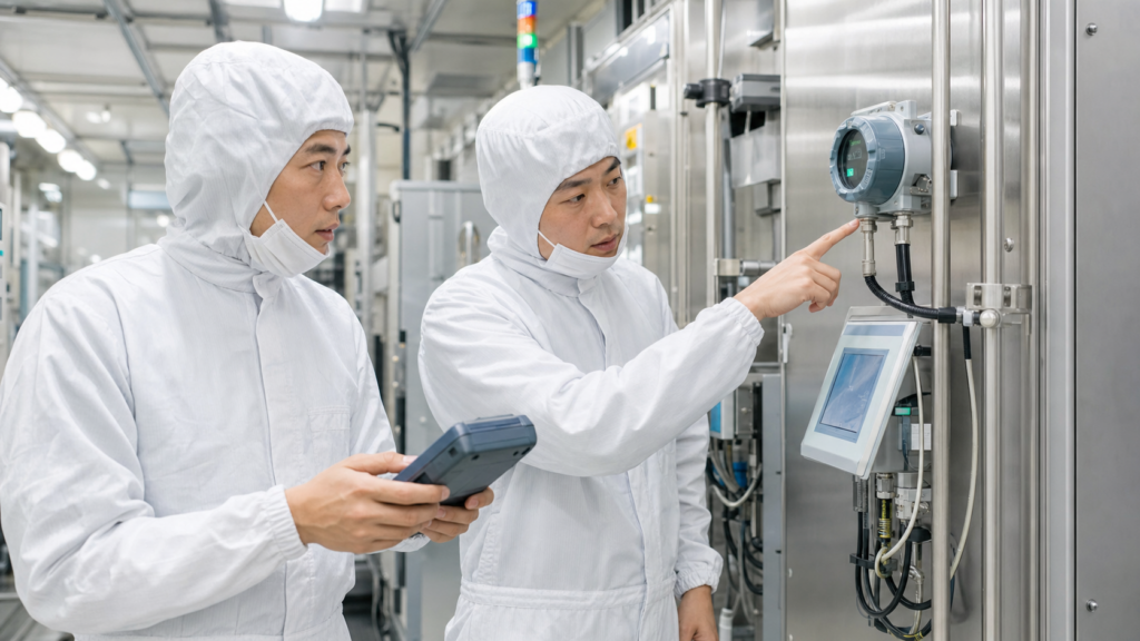 熊本・菊陽・合志の半導体クリーンルーム向け環境センサーと監査資料を確認する場面